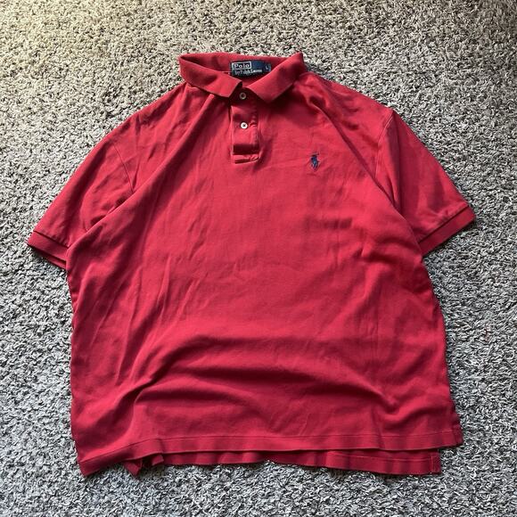 Polo Ralph Lauren Men’s Large Red Polo Short Sleeve Shirt Pony Cotton Casual - Picture 1 of 7